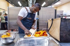 Sashi preparing his persimmon and goat's cheese dessert