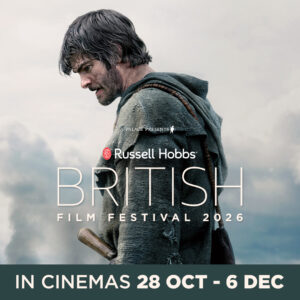 Russell Hobbs British Film Festival 2026 poster featuring a man in period clothing, with cinema dates of 28 October to 6 December.